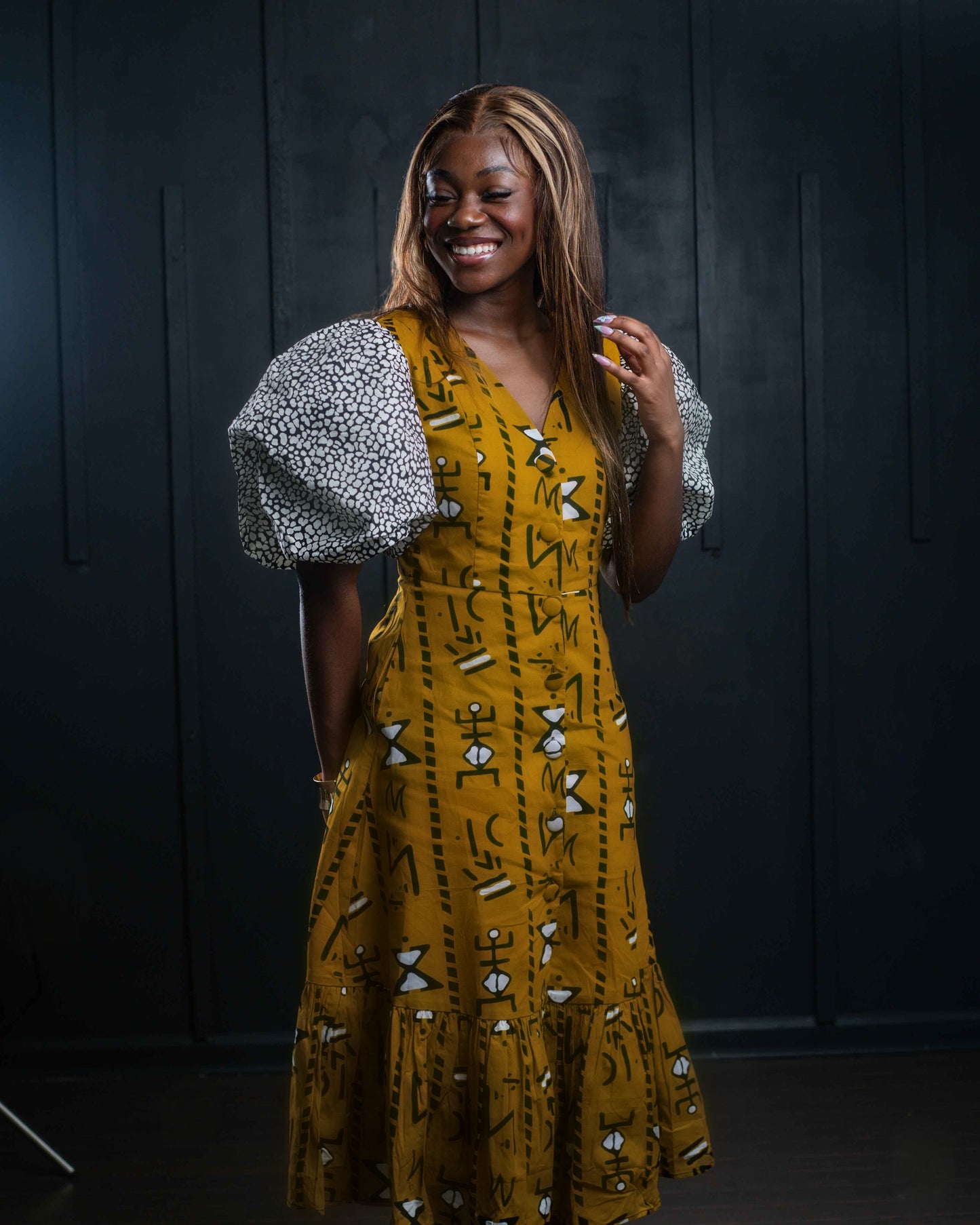 Aseda – Handmade Batik Puff Sleeve Dress
